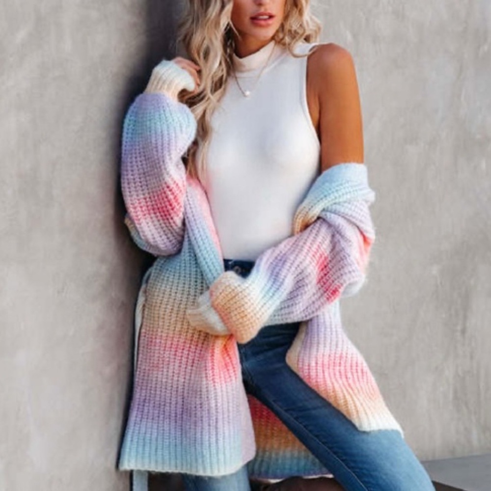 Colorful and Cozy Belted Cardigan Sweater